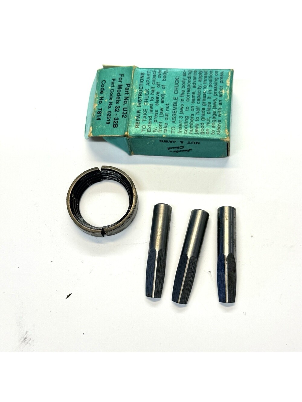 NEW Jacobs U32 for drill chuck No 32 32B set of jaws & threaded nut repair kit